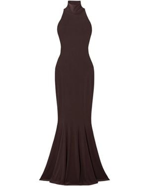 Norma Kamali Stretch-Jersey Turtleneck Gown - Brown