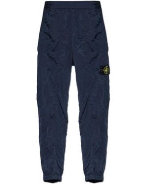 Stone Island Logo Patch Straight-Leg Trousers - Blue