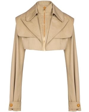 Balmain Cropped Gabardine Jacket - White