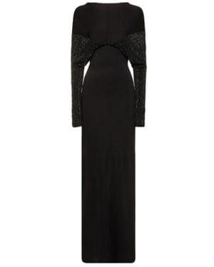 16Arlington Impala Embellished Jersey Long Dress - Black