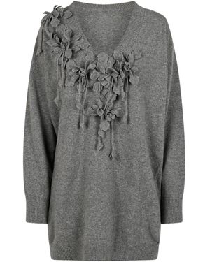 Alberta Ferretti Appliqué Knitted Dress - Gray