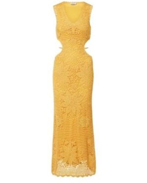 Jonathan Simkhai Lyla Crochet Floral Cotton Maxi Dress - Metallic