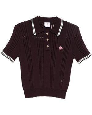 CASABLANCA Knit Short Sleeve Polo Shirt - Red