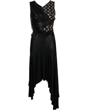 Marine Serre Asymmetrical One-Shoulder Dress - Black