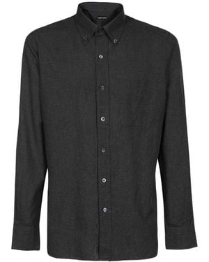 Tom Ford Lapel Long-Sleeved Shirt - Black