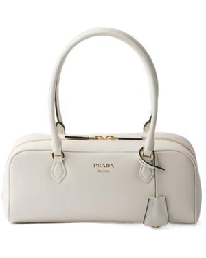 Prada Medium Leather Top-Handle Bag - Natural