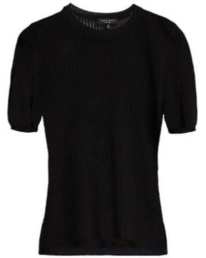 Rag & Bone Solid-Color Knitted Short-Sleeved Shirt - Black