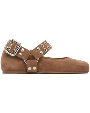 Alaïa Alaïa Biker Ballet Flats - Brown