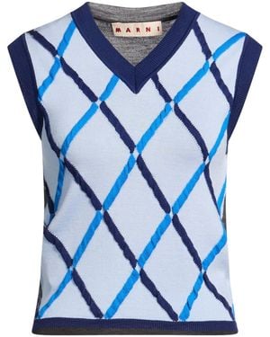 Marni Sleeveless V-Neck Sheer Knit - Blue