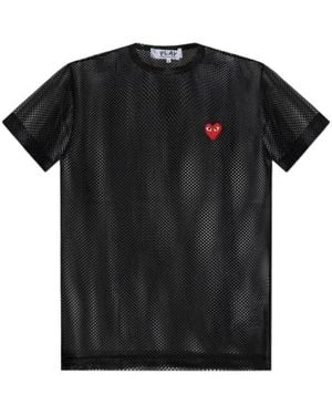 COMME DES GARÇONS PLAY Mesh Logo-Patch T-Shirt - Black