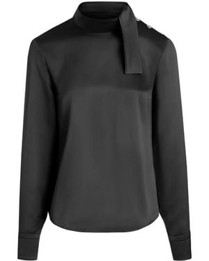 Patou Scarf-Collar Button-Detail Blouse - Black