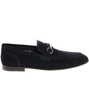 Corneliani Round-Toe Suede Loafers - Black