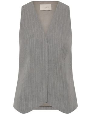 St. Agni Pinstriped Wool-Blend Twill Vest - Grey