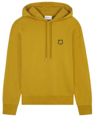Maison Kitsuné Fox-Motif Cotton Hoodie - Yellow