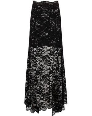 Rabanne Rabanne Asymmetric Hem Laced Maxi Skirt - Black