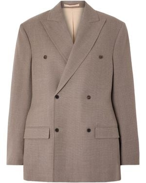 Carven Double-Breasted Wool Blazer - Brown