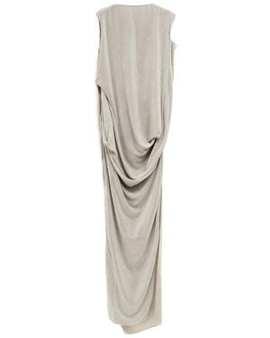 Rick Owens Draped Cowl-Neck Asymmetrical Dress - White