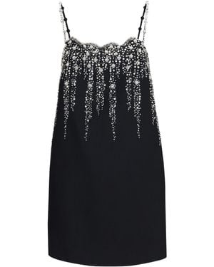 Valentino Embroidered Crepe Couture Short Dress - Black