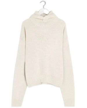 Lemaire Long-Sleeved Knitted Hoodie - White