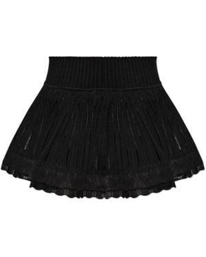 Alaïa Striped Lace Shorts - Black