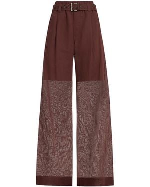 Brunello Cucinelli Cotton Organza Belted Pants - Purple