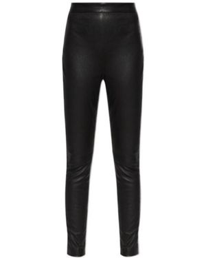 Balmain High-Waisted Leather Pants - Black