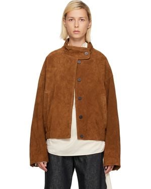 LE17SEPTEMBRE Le17Septembre Tan Funnel Neck Suede Jacket - Brown