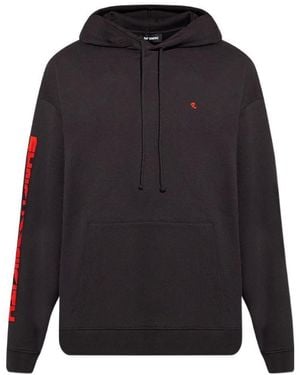 Raf Simons Logo Embroidered Drawstring Hoodie - Blue