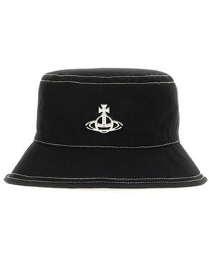 Vivienne Westwood Orb Contrast-Stitch Bucket Hat - Black