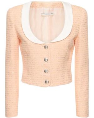 Alessandra Rich Sequined Tweed Casual Jacket - White