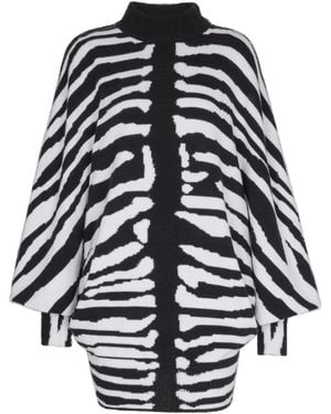 Balmain Wool-Cashmere Intarsia Mini Dress - Black