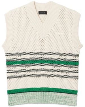 Lacoste Oversized Striped Knitted Sweater - Natural