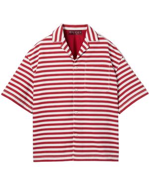 Gucci Short-Sleeved Printed Jacquard Shirt - Red