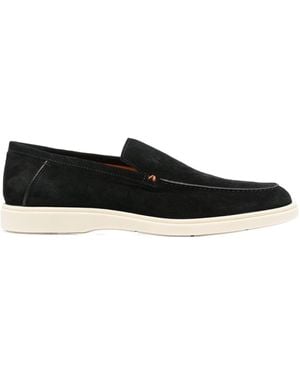 Santoni Almond-Toe Slip-On Loafers - Black