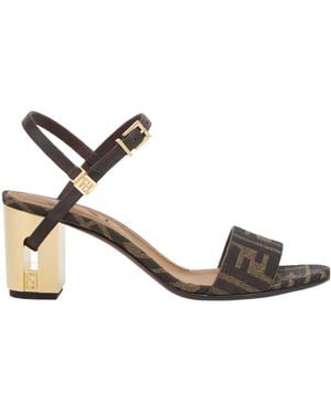 Fendi Delfina Ff Jacquard Medium-Heeled Sandals - Metallic