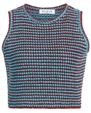 Alaïa Crochet Knit Crop Top - Blue