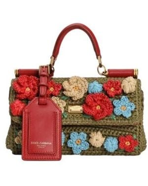 Dolce & Gabbana My Sicily Raffia Crochet Handbag - Red
