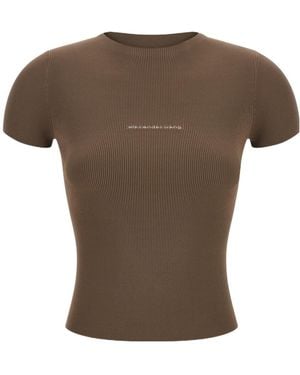 Alexander Wang Ribbed Short-Sleeved T-Shirt - Brown