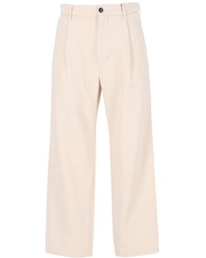 Barena Mazengo Cropped Pleated Trousers - Natural