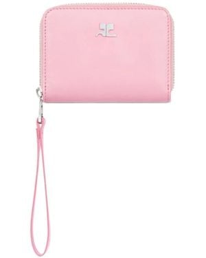 Courreges Zipped Leather Compact Wallet - Pink