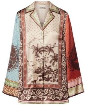 ALÉMAIS Alberta Printed Silk Satin Shirt - Multicolor