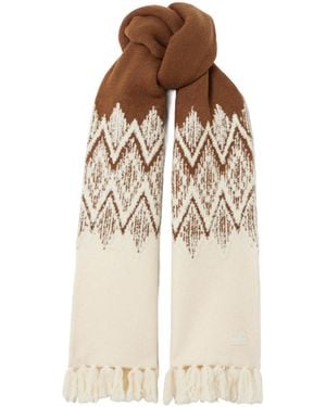 Varley Sebastian Fringed Fair Isle Knitted Scarf - White