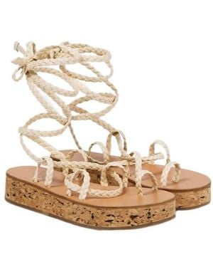 Ancient Greek Sandals Caryatis Leather Platform Sandals - Metallic