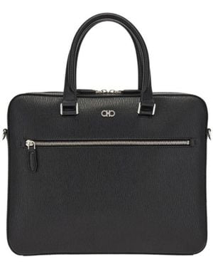Ferragamo Ferragamo Gancini Logo Plaque Zipped Tote Bag - Black