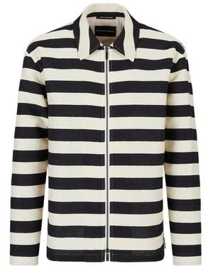 Emporio Armani Collared Zip-Front Overshirt - Blue