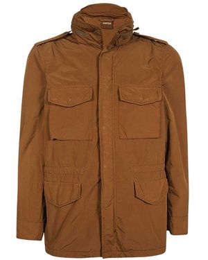 Aspesi Multi-Pocket Hooded Coat - Brown
