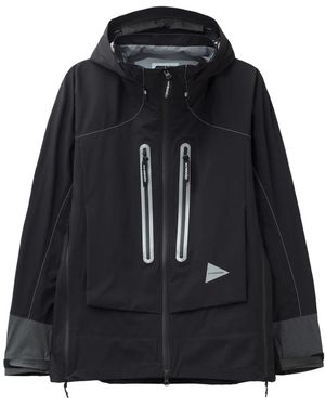 and wander Reflective Zip Hooded Jacket - Black