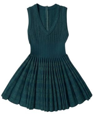 Alaïa V-Neck Flared Dress - Green