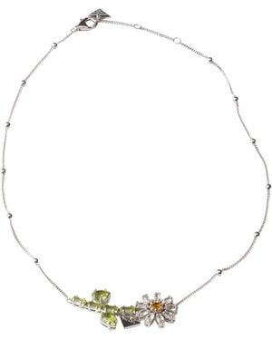 Prada Metal Necklace With Crystals - White
