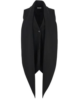 Ferragamo Pointed Hem Straight Cut Back Waistcoat - Black